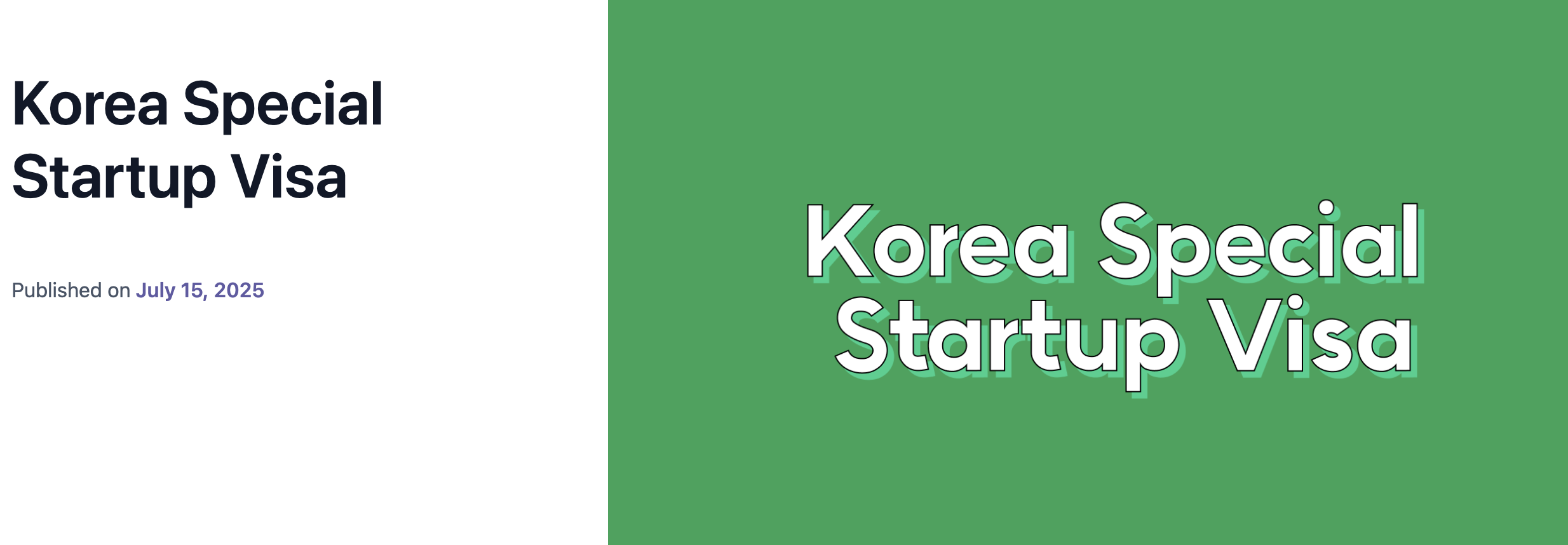 Korea Special Startup Visa